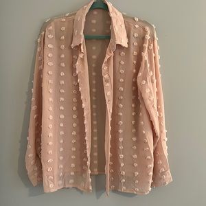 Women’s Pom blouse size M. Sheer but lined. Color is a pretty pink.